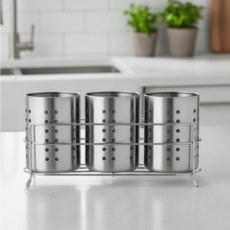 팩토리얼 올스텐 물빠짐 주방 수저통 식기 수저꽂이 건조홀더, 1개, 3구