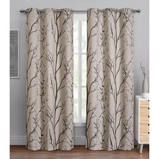 VCNY Home - 암막 커튼 싱글 패널 나무 프린트 창문 장식 그로밋 탑 (킹덤 아이보리 106.7cm x 213.4cm) 189733 3571840872, 브라운