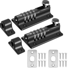 2팩 콤비네이션 잠금 볼트 4자리 슬라이딩 볼트 래치 내후성 아연 합금 키리스 슬라이드 락 121mm/4.8인치 튼튼함 게이트 창고 차고용 잠금 가능한 패드볼트 변조, 2