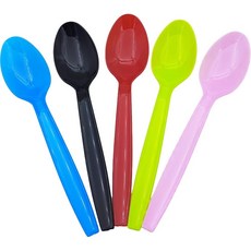 Carytalee 혼합 플라스틱 스푼 벌크 헤비 듀티 - 일회용 웨딩 홈 파티 디저트 15.2cm(6인치), 일회용 스푼(혼합)