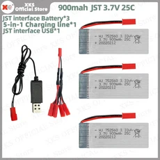 XKS 25C 고속 3.7V 900mAh 충전식 리포 배터리 - 8807/8807W 모델 항공기용 드론 교체, 10 3B1S900-JST-UJ-L5J