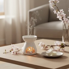 White SAKURA19 春戀櫻花香氛融蠟禮盒 香氛蠟塊4入+融蠟燈, SAKURA19 春戀櫻花香氛融蠟禮盒 香氛蠟塊4入+融蠟燭燈