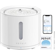 펌프가 있는 PETKIT 에버스위트 솔로 2 고양이 급수대 고양이와 반려견을 위한 초조용한 70온스2리터 반려동물 3가지 작동 모드 시각화 창 앱 제어, White, 2 L