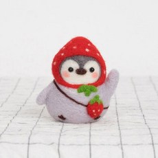 펭귄 양모 펠트 Diy 커플 인형 액세서리 재료 팩 Kawaii 수제 공예 스티치 바느질 작업 바늘 양모 펠트 선물, 17, 1개