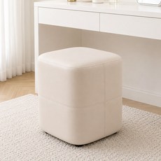 WHH 가죽 화장대 의자 라인 디자인 현관 스툴, 아이보리, 1개