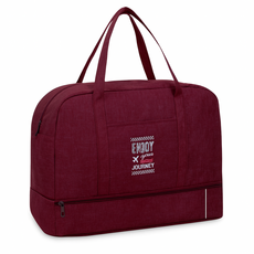 大容量旅行袋 旅行包 收納袋 運動包 行李袋 手提袋 旅行收納 露營 手提包, 98.酒紅