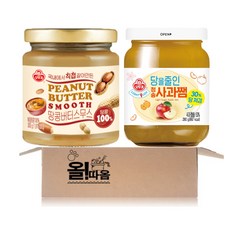 오뚜기 100% 땅콩버터 스무스 300g+라이트앤조이 당을 줄인 청송 사과쨈 290g 1개씩, 1세트, 590g