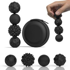 FZChenrry 마그네틱 피젯 볼 장난감 실리콘 감각 스트레스 완화 장난감 성인 자폐증 불안 ADHD 피젯 자석 및 자석 장난감 재미있는 선물, 블랙 4개