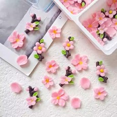 핑크 벚꽃 가지 꽃잎 초콜릿 플라워 케이크 디저트 데코 장식 90개입, 옵션 04