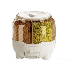 旋轉米桶 五穀雜糧分裝收納桶, 1個, 廚房收納桶  可五穀雜糧 收納桶12斤[六分格]密封蓋 抽屜盒, 白色 密封蓋+抽屜盒 廚房收納桶  可五穀雜糧收納桶