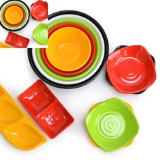 삼땨 칼라멜라민 반찬접시 찬기 특면기 짬짜면기 안주접시 멜라민 그릇 접시 업소용 중화면기 식기 멜라민접시, 01. 멜라민(KJ)-민속쿠퍼접시 2호 연두색