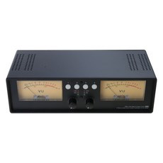 MIC+LINE 듀얼 아날로그 VU 미터 DB 패널 디스플레이 4방향 오디오 스플리터 스위처 박스, Black