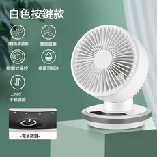 電風扇桌面風扇臺地兩用學生宿舍辦公室USB循環扇充電充電式, Type-C插口3檔勁風, 直插按鍵款