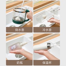 矽膠清洗杯刷 可折疊刷頭 360度全方位清潔, 1個, 硅膠奶瓶刷【白色】1個裝