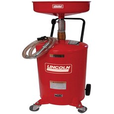 링컨 3601 공압 18갤런 가압 유체 배수 및 배기 탱크 45-72인치 조절식 깔때기 높이 수위 표시기 14인치 볼 150 PSI 3인치 회전 캐스터 강철 구조 빨간, Lincoln 3601 가압 공기 작동식 18갤런 휴대