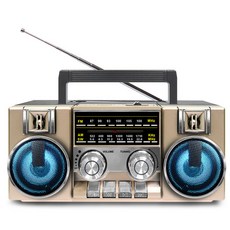 USB음원 SD TF 레트로 아날로그 블루투스 스피커 탁상용 FM라디오 F-55B, CRF-55B(골드)