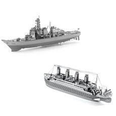 3D 입체 퍼즐 성인용 DIY 조립 모델 금속 모형 교육용 수제 장난감 나무조립 목공놀이 핸드메이드 해부학적 디자인 디오라마 스타일 완구, 1개, AV_구축함+타이타닉