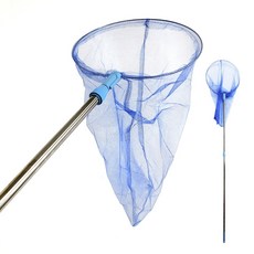 특대사이즈 튼튼한 다용도 알루미늄망 잠자리채 뜰채 장대 곤충채집 캠핑 낚시 물놀이 생물실험 밤따기 말벌채 말벌퇴치 튼튼한잠자리채 대형잠자리채 낚시 뜰채망 그물망, 블루/실버, 1개