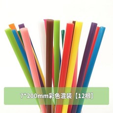 彩色熱熔膠棒 環保膠條 熱熔膠槍 7mm/11mm手工DIY高粘性, 1個, 7*200mm彩色混裝【12根】