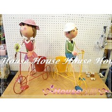 *︵House傢飾︵*鐵皮男孩女孩騎三輪車花器/花架(大) 2款 限量新發售