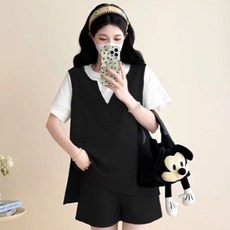 孕婦夏裝套裝 時尚洋氣 時髦夏季薄款 大碼 短褲上衣兩件套