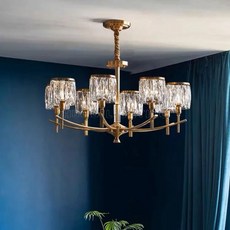 HUGO LIGHTING 美式古典黃銅水晶吊燈 客廳燈飾