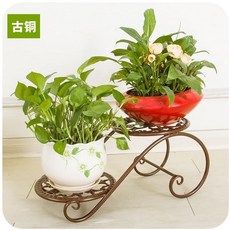 鐵藝多層落地式室內盆栽花架, 古銅色, 兩層