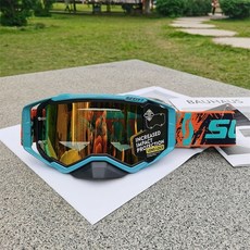 scott 斯科特越野摩托車護目鏡PROSPECT風鏡速降山地車防風鏡 護目鏡 防風眼鏡 運動眼鏡, 淺藍黑 紅片, 1個