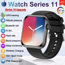 2026년 시리즈 11 여성 스마트워치 블루투스 AMOLED 통화 GPS IP68 NFC HD 트랙 스크린 방수 남성, Pre m, Bla