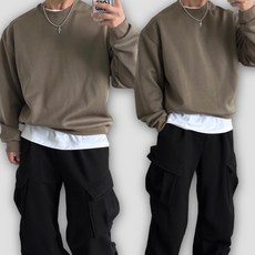 빠델 데일리 양털 기모 절개 오버핏 맨투맨