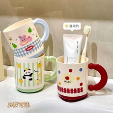多巴胺風高顏值洗漱杯情侶漱口杯創意簡約牙缸洗漱杯子套裝牙具杯, 1個, 默認項:luck藍免子