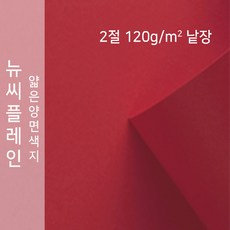 뉴씨플레인 종이문화 얇은 양면색지 120g 2절 낱장 1매 No.37 밝은빨강색, 1장