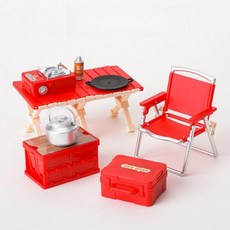 미니 캠핑 피크닉 시뮬레이션 핫팟 음식 모델 소형 장식품 놀이장난감 주방놀이 소꿉놀이 요리놀이, 빨간 피크닉 캠핑 테이블과 의자  그림에 표시된대로 8