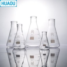 HUAOU 삼각 플라스크 실험실 화학 장비 붕규산염 3.3 유리 250 300 500mL, 500mL no Plug