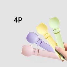 투니스 고양이 단색 간식 스푼 슬라이딩 츄르 짜개 4개입, 4pcs, 핑크 + 옐로 + 그린 + 퍼플