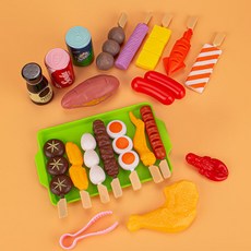 兒童過家家燒烤模擬食物海鮮水果蔬菜廚房火鍋玩具男女孩做飯套裝, 模擬燒烤21pcs袋裝, 1套