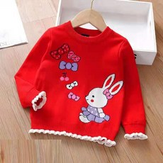 HAPPINESS 女孩兒童可愛兔子針織T恤 1070