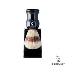 CONQUEST MUHLE德國Shaving Brush nom鬍泡刷收納架組 豬鬃毛 曜石黑 入門款推薦, 1個