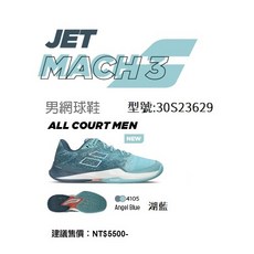 英喬伊體育 BABOLAT 男網球鞋Jet Mach III AC 天使藍 頂級選手全區款 輕量透氣 穩定支撐