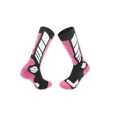 滑雪襪 高筒保暖透氣排汗滑雪襪，加厚襪底緩衝支撐，專業滑雪運動襪, 8203黑粉色M, 1套