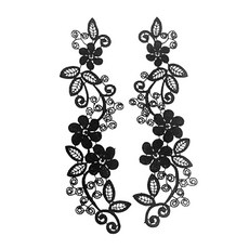 GHSHOP 블랙 꽃 레이스 Applique 수 놓은 Guipure 웨딩 레이스 모티브 패치, 폴리 에스터, 7 #, 1개