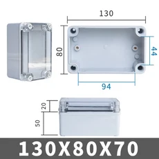 방수 정션 박스 야외 전기 박스 투명 커버 ABS 플라스틱 밀봉 박스 방수 박스 계기 박스 IP67, 08 130x80x70mm