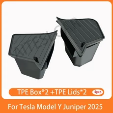 테슬라 모델 Y 주니퍼 트렁크 오거나이저 사이드 수납 박스 부트 플로킹 TPE 방오 2025 자동차 여행 액세서, 02 TPE set 4PCS