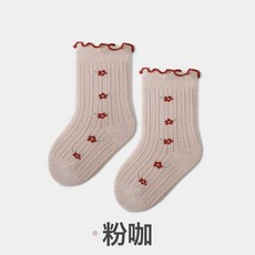 DFMEI 新生嬰兒襪子春秋季碎花女童中筒襪秋冬款寶寶嬰幼兒可愛花邊公主