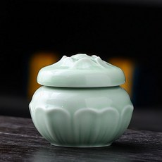 小瓷罐帶蓋小瓶子香膏面霜口脂陶瓷密封罐陶瓷罐小號迷你古風精緻, 淺綠色, 1個