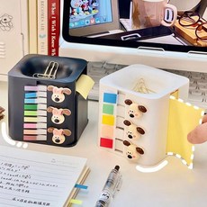 多功能桌面便利貼收納盒，附多色索引標籤，辦公室桌面整理好幫手, 白色便簽盒（便簽盒+便簽一套 換芯設計）, 1個