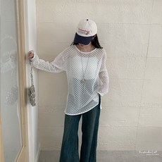 FW美衣 網狀長版側開衩外罩上衣