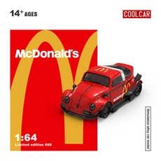 麥當勞系列 壹號站台 Cool Car 1:64 仿真合金汽車模型 全塗裝 甲殼蟲 汽車模型 合金 車模 收藏禮物, 1個, 麥當勞-甲殼蟲【普通版】