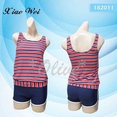 尚昱品牌 經典紅白藍條紋二件式泳裝 (M-XL) 小薇的店 時尚泳裝, M