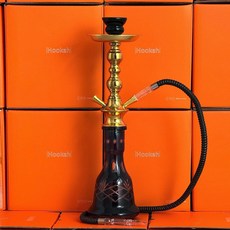 熱款雙單管中號阿拉伯水煙中號壺金屬高檔ktv酒吧玻璃菸斗, 1個, 金色:單管
